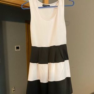 Mid length black and white dress